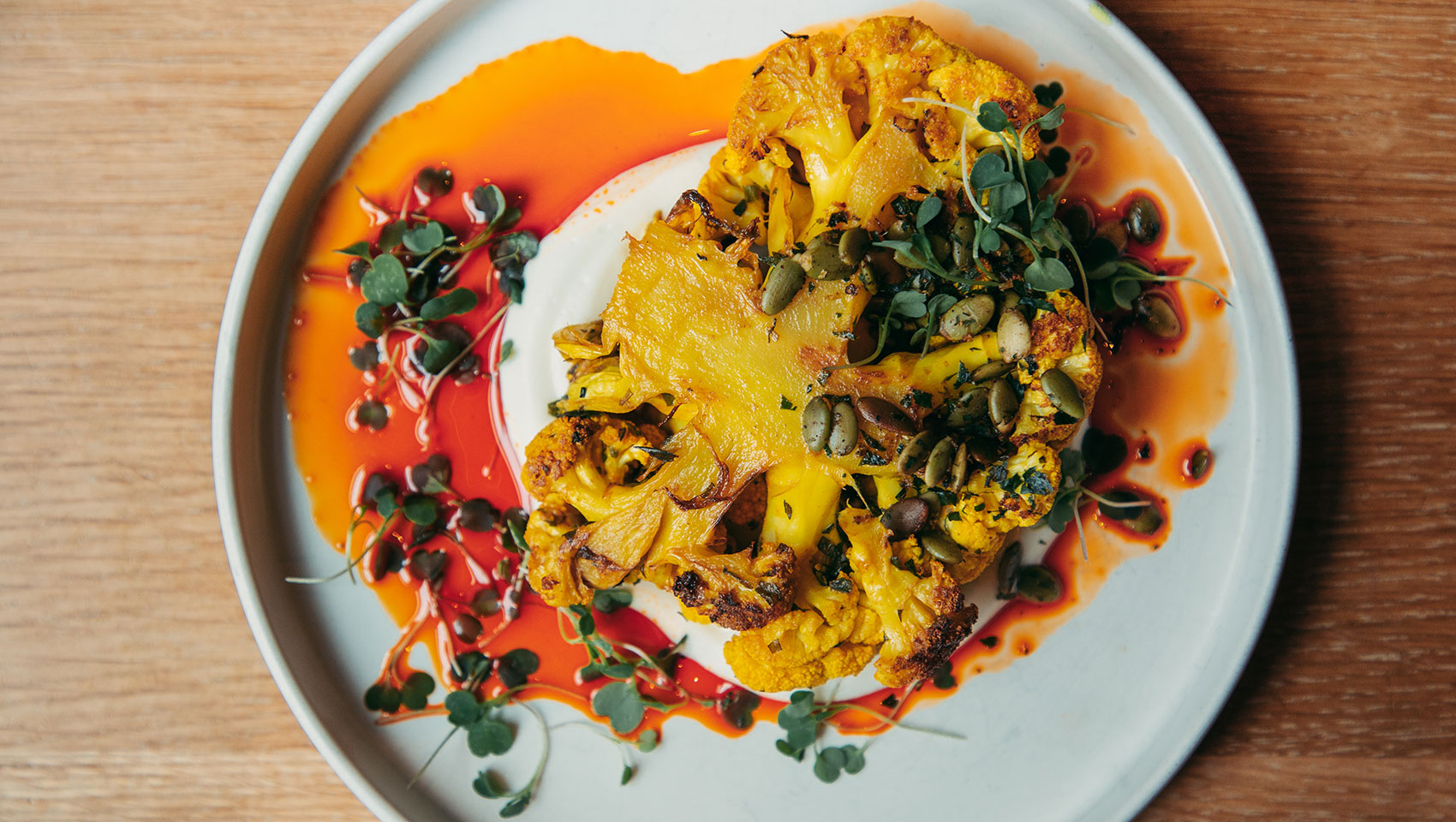 Aerial image of cauliflower dish