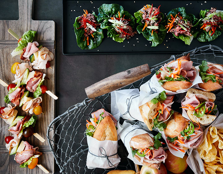 lunch meeting food display with sandwiches