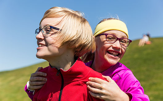 Girls outside playing