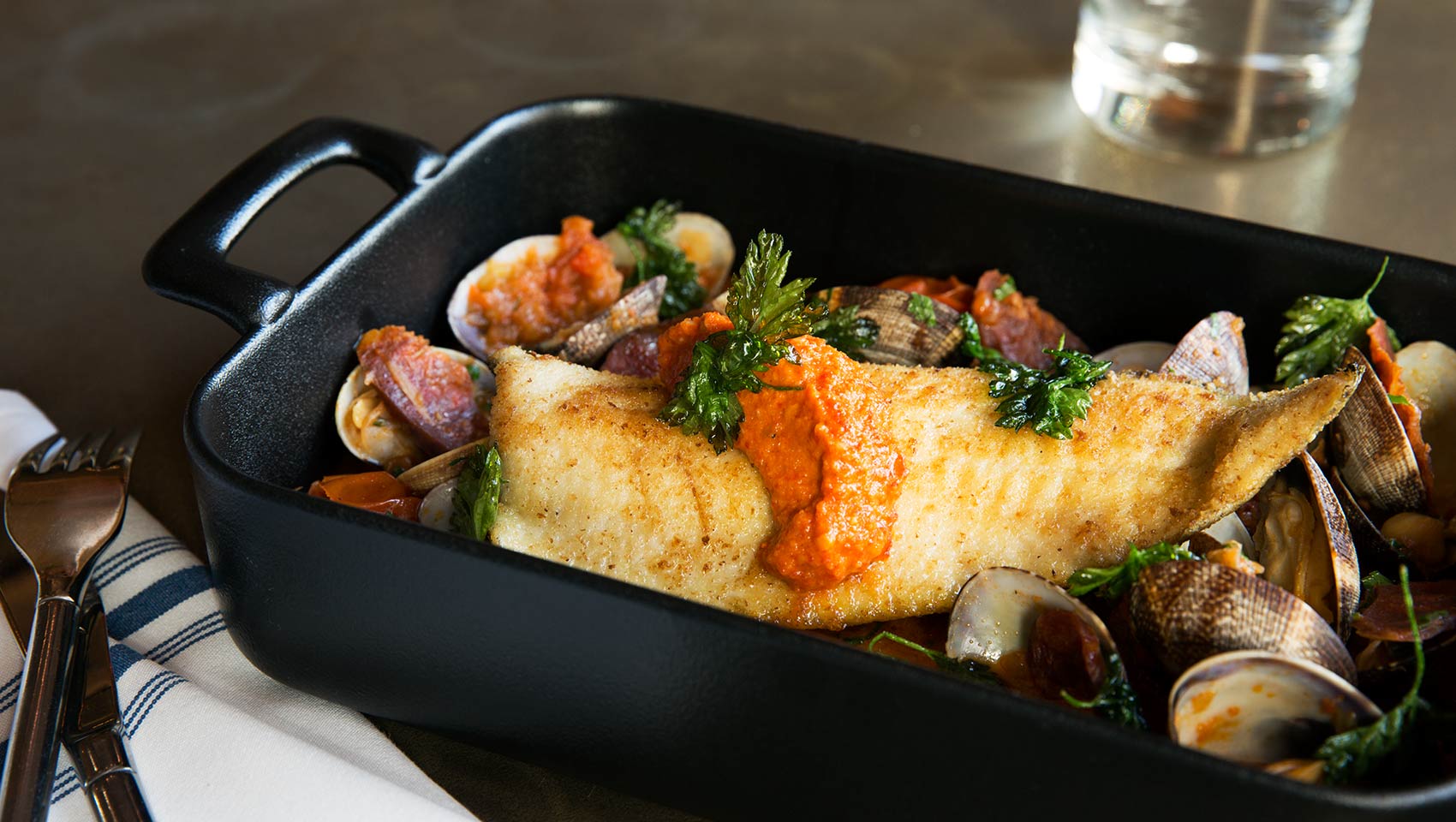 Trout clam Shaker + Spear restaurant Seattle boutique